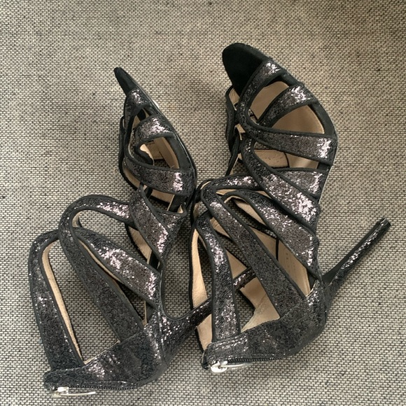 Coach Ludlow Black Women's Glitter Sparkle Open-toe Stiletto Heels - Picture 8 of 16